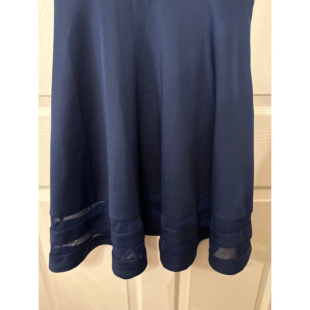 Lulu’s Navy Final Stretch Fit and Flare Sheer Mesh Panel Dress, M - Picture 8 of 9